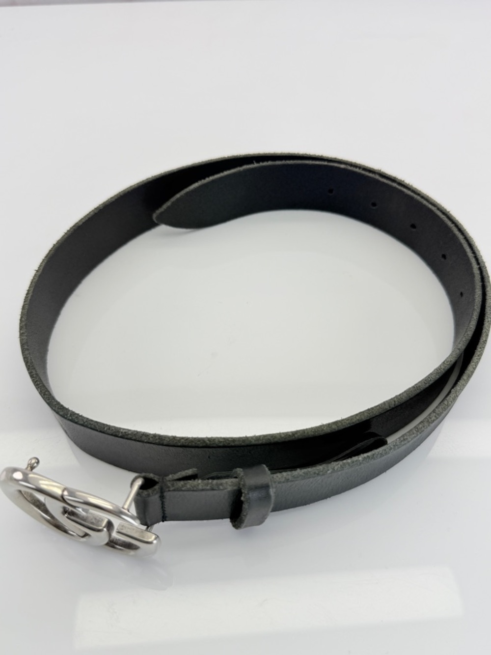 Authentic Gucci Black Raw Edge Leather Marmont Belt Silver Buckle 414516 85/34 - Picture 10 of 12